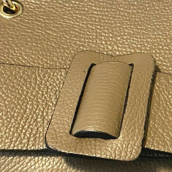 Vera Pelle Italy Taupe Leather Crossbody‎ Handbag Bamboo top handle classic - Picture 9 of 10